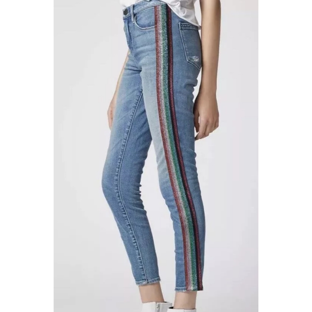BLANK NYC The Bond High-rise Skinny Jeans in Retrograde Sparkle Stripes 26